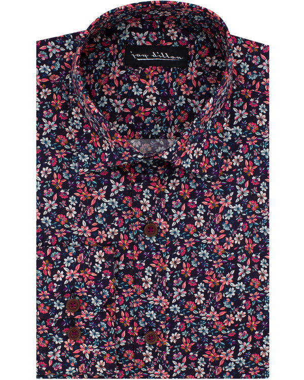 Fuchsia Floral Print Shirt